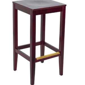 BFM Stockton Backless Square Barstool Dark Mahogany - Dark Mahogany Veneer Seat for Indoor Restaurants