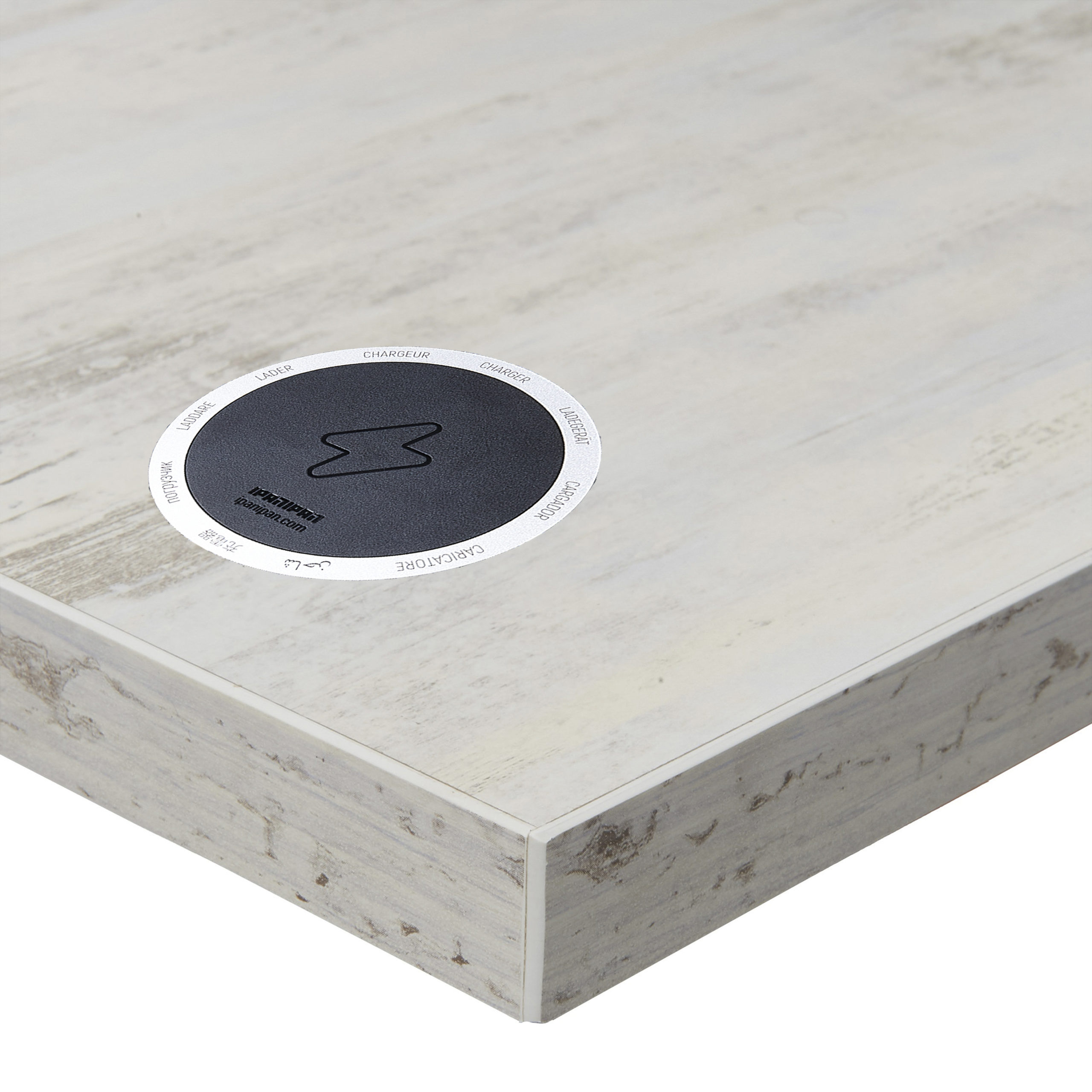 BFM 1-inch Relic Indoor Restaurant Table Top - Melamine PVC Self-Edge 24x30 Antique Wash finish with 1 Flat Pack Wireless Charger Installed