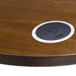 BFM Veneer Table Top 48-Inch Round Autumn Ash - With 2 Flat Pack Wireless Chargers Installed for Commercial Indoor Restaurants