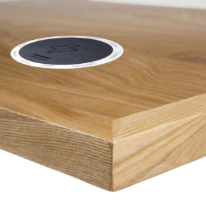 Veneer Commercial Indoor Restaurant Table Top 30x48 Natural Ash - With 1 Flat Pack Wireless Charger Installed