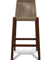 GAR Lure Genuine Teak Commercial Outdoor Bar Stool Latte Rope