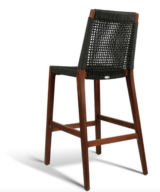 GAR Lure Genuine Teak Commercial Outdoor Bar Stool Charcoal