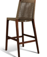 GAR Lure Genuine Teak Commercial Outdoor Bar Stool Latte Rope