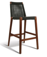 GAR Lure Genuine Teak Commercial Outdoor Bar Stool Charcoal