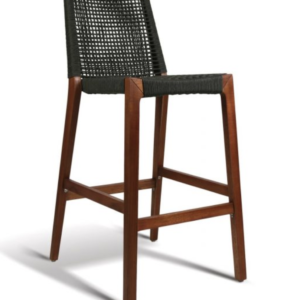 GAR Lure Genuine Teak Commercial Outdoor Bar Stool Charcoal