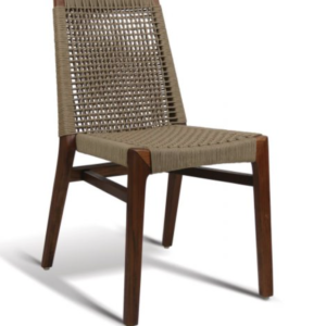 GAR Lure Genuine Teak Commercial Outdoor Bar Stool Latte Rope