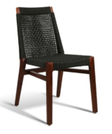 GAR Lure Genuine Teak Commercial Outdoor Side Chair Charcoal Rope