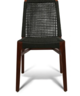 GAR Lure Genuine Teak Commercial Outdoor Side Chair Charcoal Rope