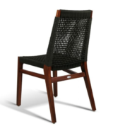 GAR Lure Genuine Teak Commercial Outdoor Side Chair Charcoal Rope
