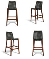 GAR Lure Genuine Teak Commercial Outdoor Bar Stool Charcoal