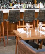 GAR Lure Genuine Teak Commercial Outdoor Bar Stool Charcoal