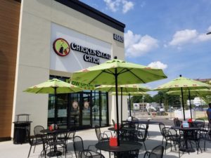 Outdoor Dining Area Commercial Powder Coated Steel Chairs and Tables