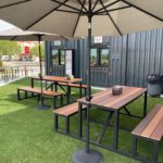Outdoor Faux Teak Picnic Table in Tri-color Durango Teak