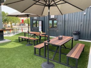 Outdoor Faux Teak Picnic Table in Tri-color Durango Teak