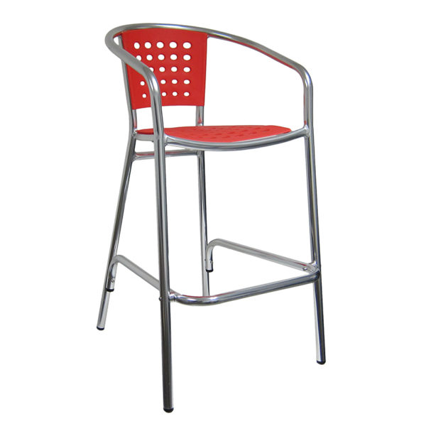 Aluminum Barstool with poly resin plastic back & seat
