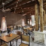 Synthetic Teak Side Chairs and Rectangular Tables with pyramid heaters