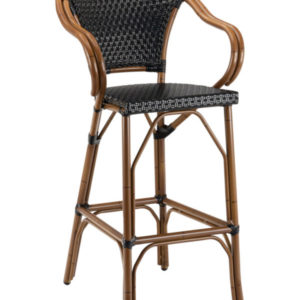 FS Barstool with arms, aluminum frame/faux wicker weave